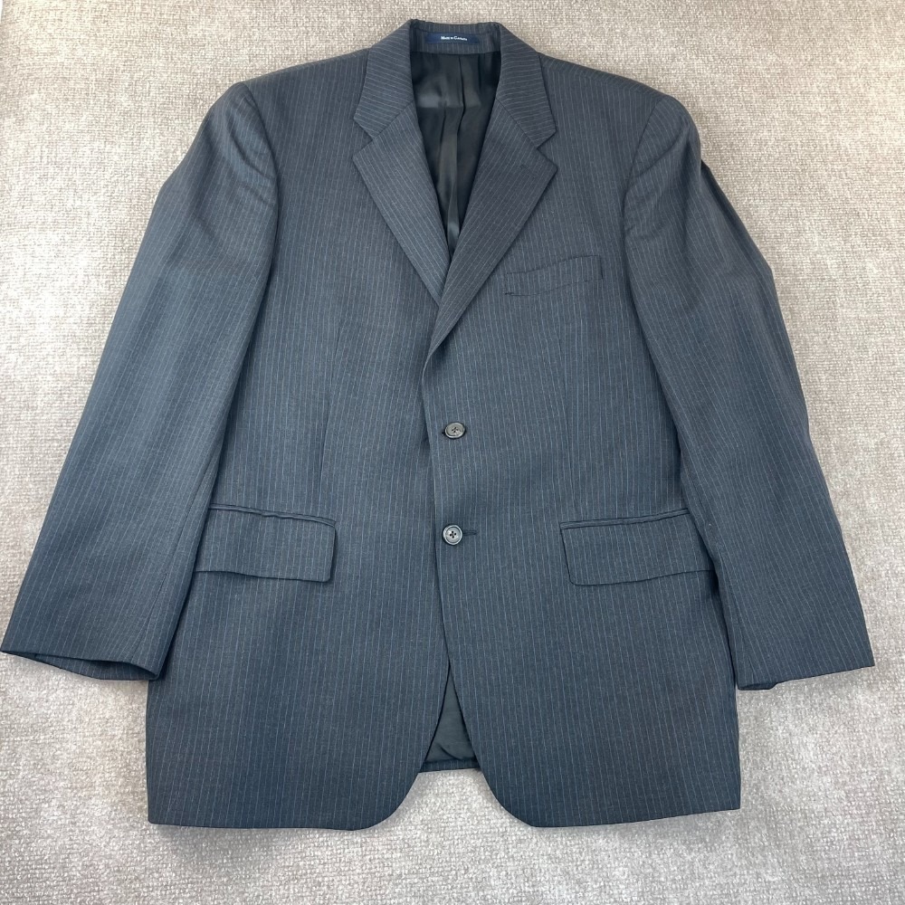 Chaps Ralph Lauren Sport Coat Mens 43R‎ Gray Pinstripe Wool Notch Lapel Formal